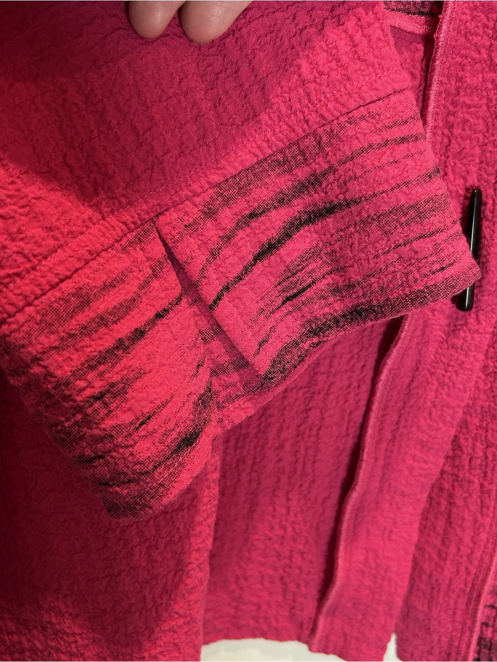 Ali Miles Fuchsia & Black Lagenlook Button-up Tunic w/ 3/4 Sleeves - Size 2X - Picture 7 of 9